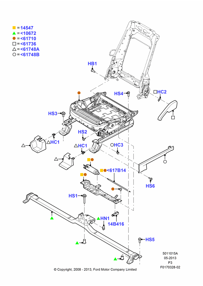 15A - Front Seat Base, With Driver 6 Way Pwr.Seat Adjuster; 02/MAY/2008-29/FEB/2012
