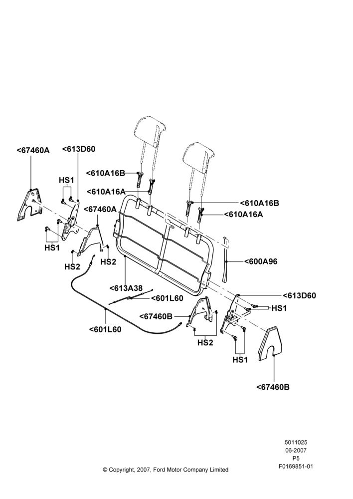 25E - Rear Seat Back, With 3rd Row Full Bench Seat; 18/JUN/2007-15/JUN/2009