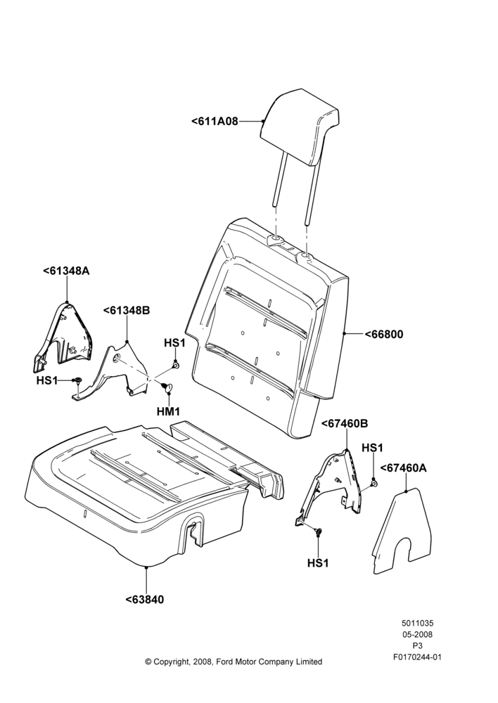 35C - Rear Seat Pads/Valances & Heating, With Third Row Split Bench Seat; 02/MAY/2008-13/JUN/2011
