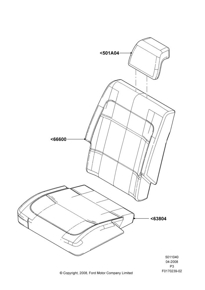 40B - Rear Seat Covers, With 2nd Row Quad Power Fold Seat; 02/MAY/2008-13/JUN/2011