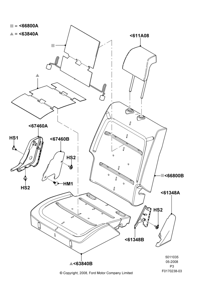 35B - Rear Seat Pads/Valances & Heating, With 2nd Row Quad Power Fold Seat; 02/MAY/2008-13/JUN/2011