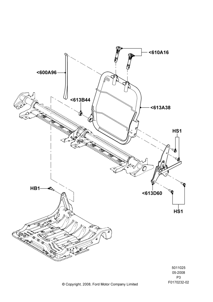 25D - Rear Seat Back, With Third Row Split Bench Seat; 02/MAY/2008-13/JUN/2011