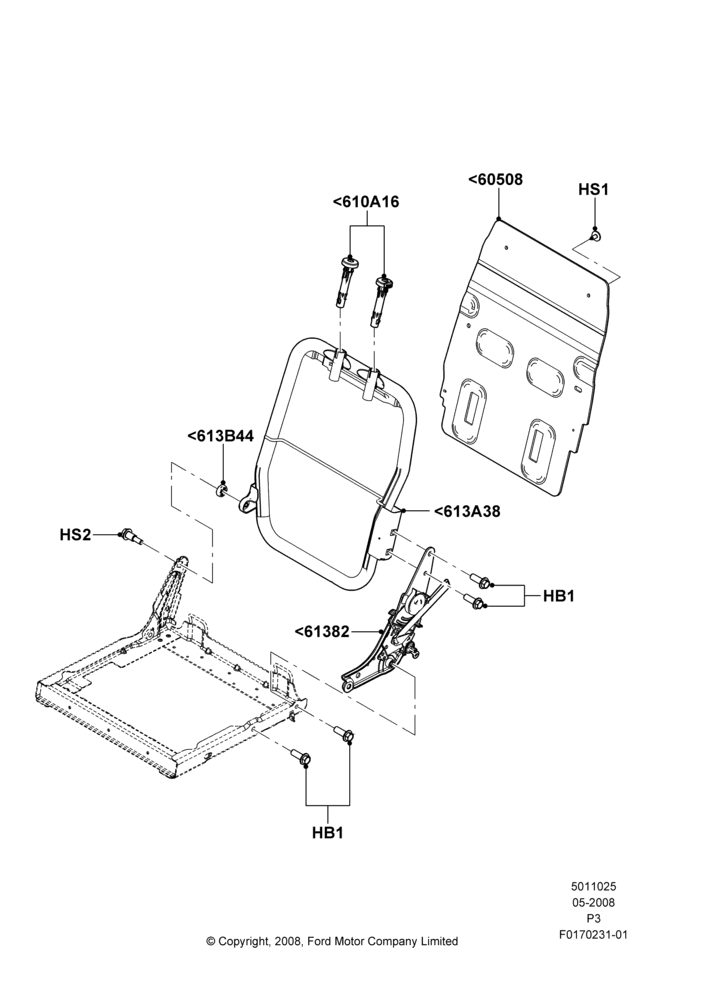 25C - Rear Seat Back, With 2nd Row Quad Power Fold Seat; 02/MAY/2008-13/JUN/2011