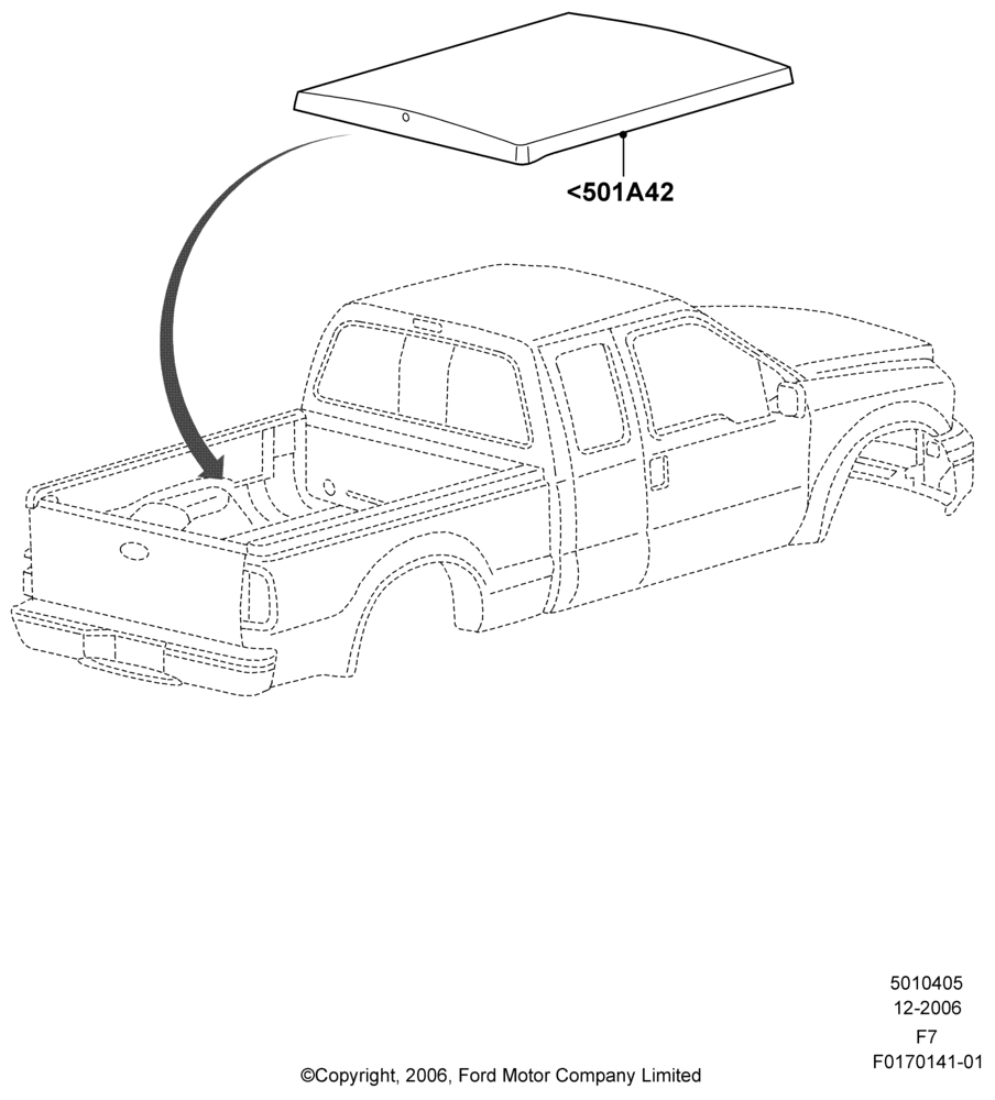 05K - Pick Up Box/Tailgate and Tonneau, Tailgate-Black Handle Center Latch, Tailgate-Chrome Handle Center Latch, Leer One-Piece Fiberglass Hard Tonneau Cover; 18/DEC/2006-12/FEB/2010