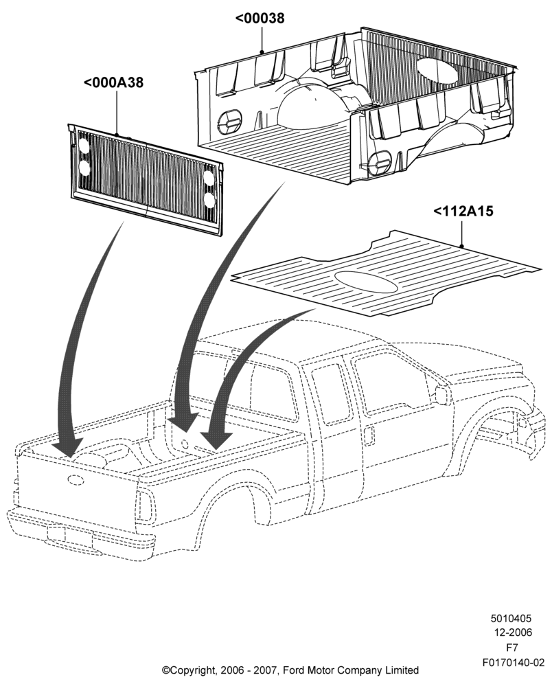 05XD - Pick Up Box/Tailgate and Tonneau, Accessory Bed Mat - Bed Liner; 18/DEC/2006-12/FEB/2010