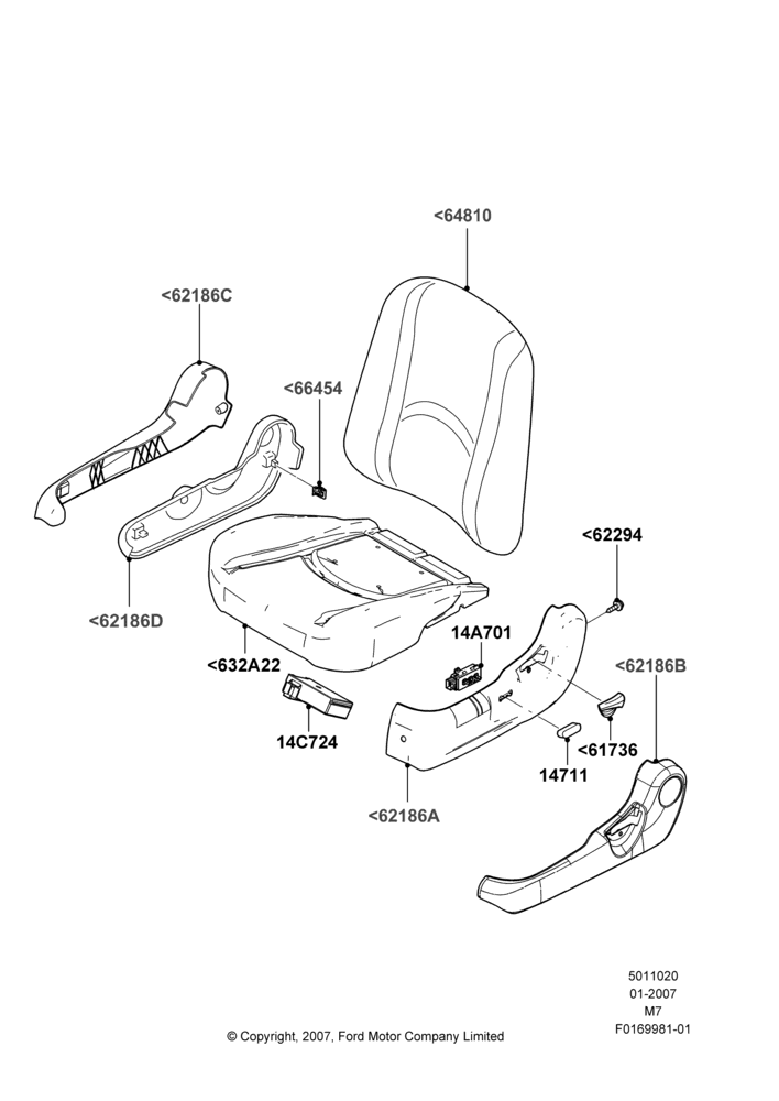 20C - Front Seat Pads/Valances & Heating, Driver Seat; 08/JAN/2007-29/APR/2012