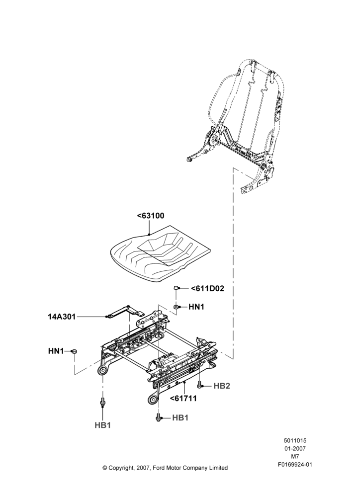 15E - Front Seat Base, With Driver 6 Way Pwr.Seat Adjuster; 08/JAN/2007-29/APR/2012