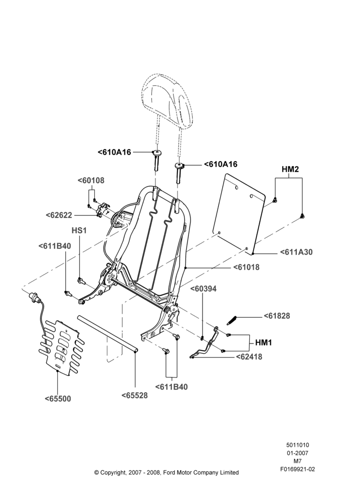 10D - Front Seat Back, With LH Manual Lumbar Support; 08/JAN/2007-29/APR/2012
