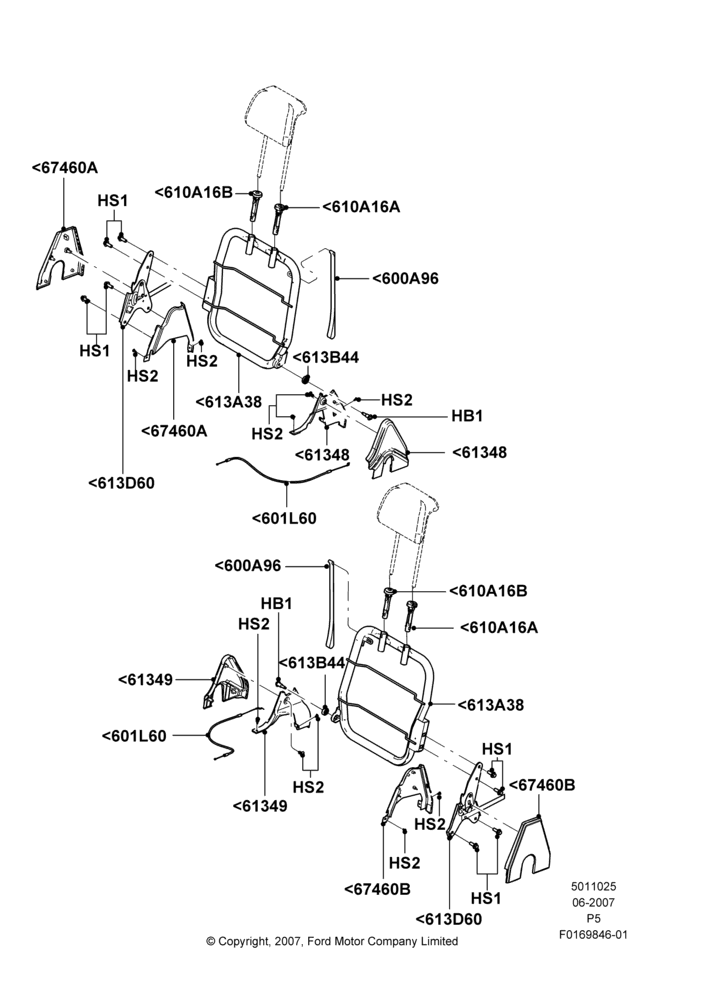 25D - Rear Seat Back, With Third Row Split Bench Seat; 18/JUN/2007-15/JUN/2009