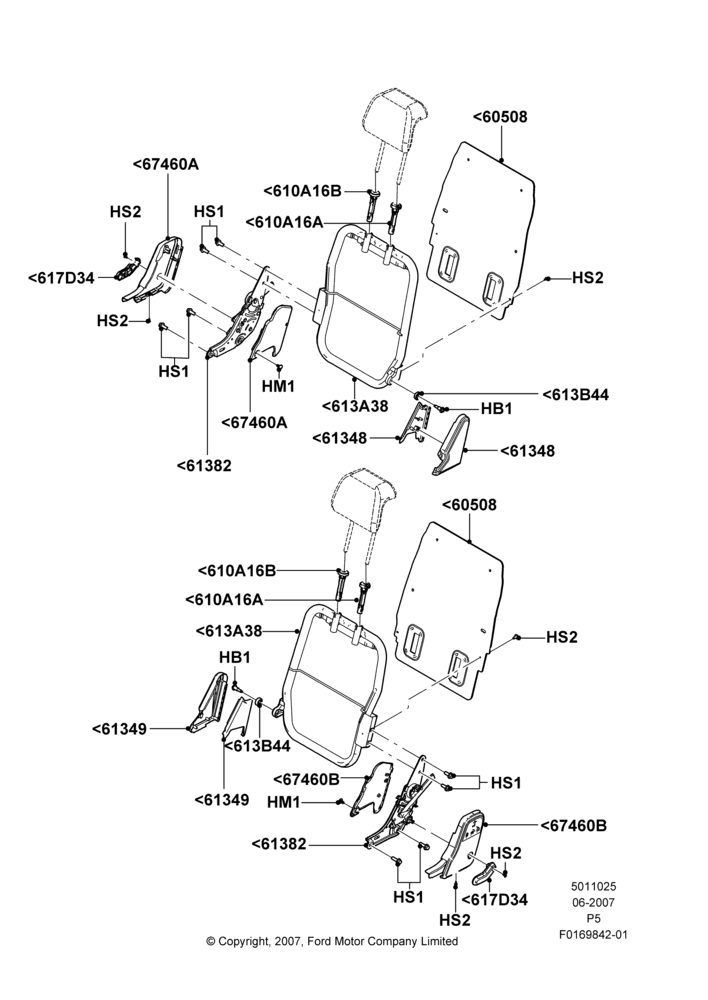 25B - Rear Seat Back, With 2nd Row Quad Power Fold Seat; 18/JUN/2007-15/JUN/2009
