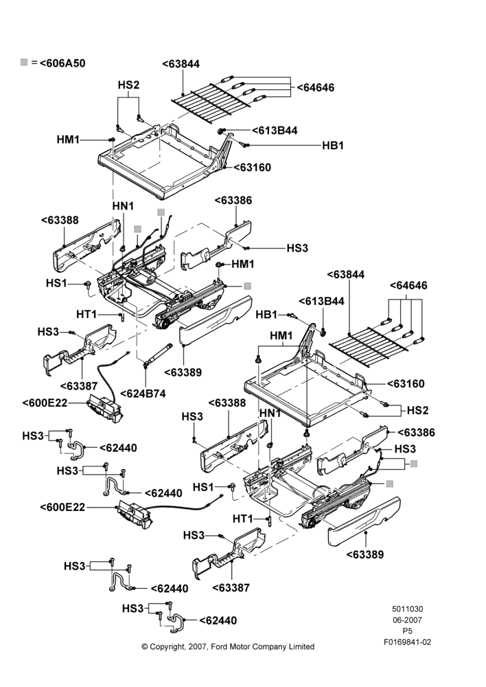 30B - Rear Seat Base, With 2nd Row Quad Power Fold Seat; 18/JUN/2007-15/JUN/2009