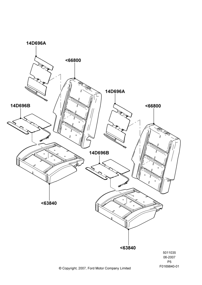 35B - Rear Seat Pads/Valances & Heating, With 2nd Row Quad Power Fold Seat; 18/JUN/2007-15/JUN/2009