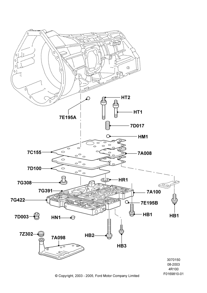 50C - Valve Body - Main Control & Servo's, E4OD(4R100); 04/AUG/2003-03/JAN/2005