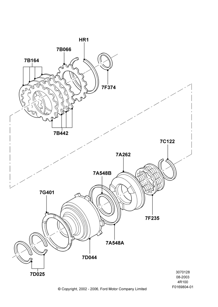 28C - Direct Clutch and Components, E4OD(4R100); 04/AUG/2003-03/JAN/2005