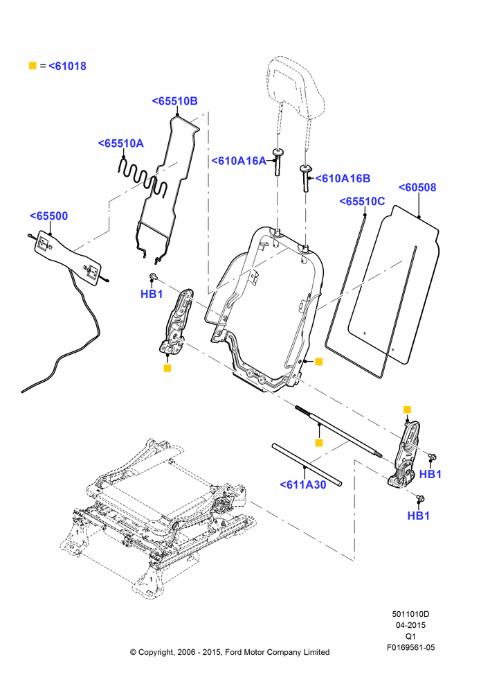 10D - Front Seat Back, Less Power Driver Seat Adjuster; 06/NOV/2006-24/DEC/2014