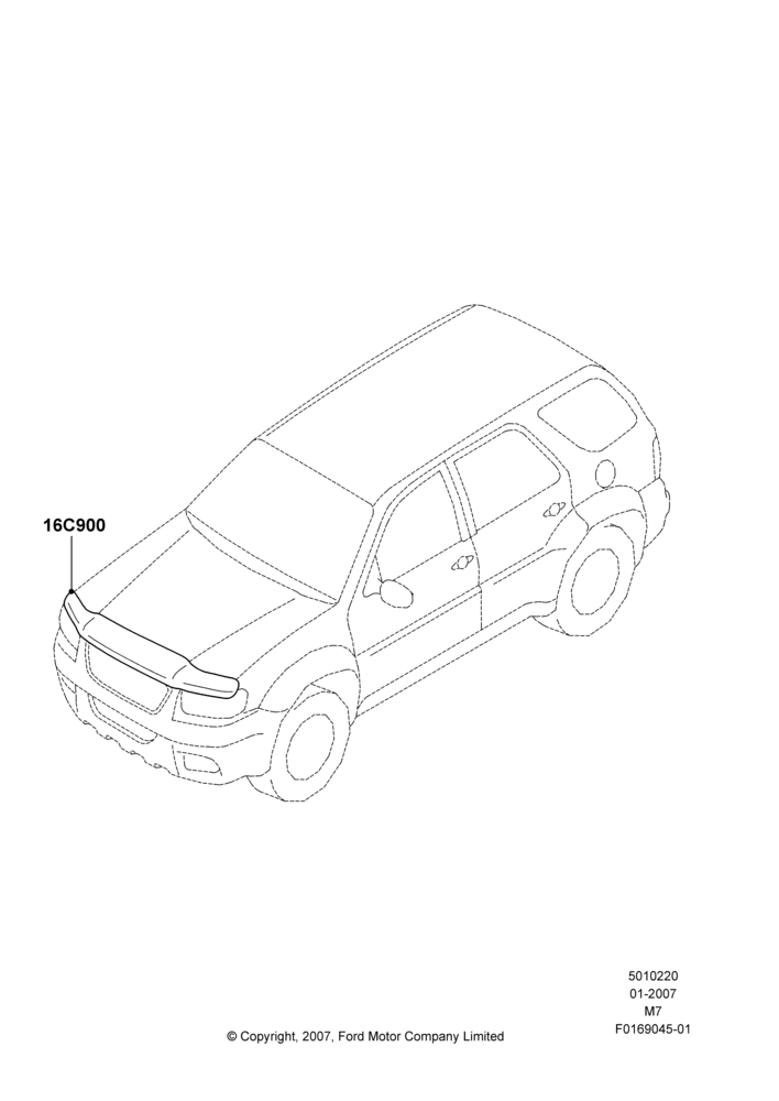 20XB - Hood and Related Parts, Ford Series, Accessory Bug Shield; 08/JAN/2007-29/APR/2012