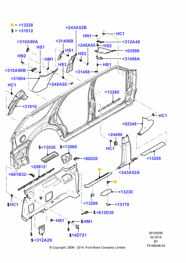 25E - Side Trim, Extended Wagon, LH, Production Installed; 02/AUG/2006-11/AUG/2014