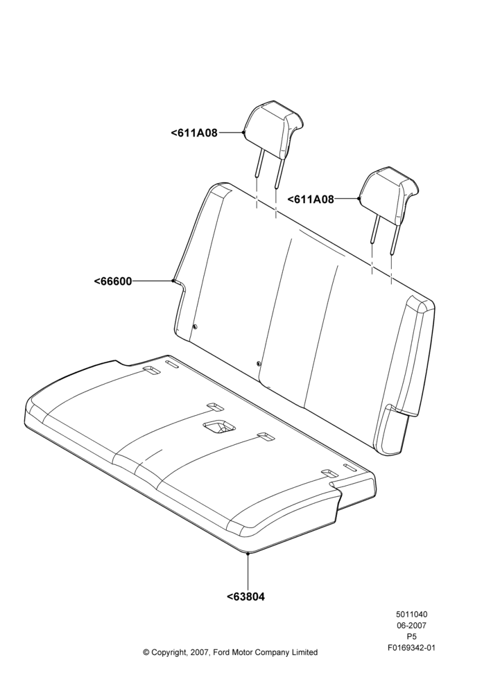 40E - Rear Seat Covers, With 3rd Row Full Bench Seat; 18/JUN/2007-15/JUN/2009