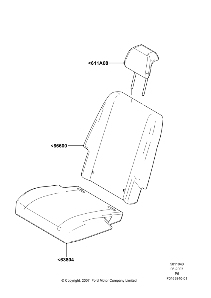 40B - Rear Seat Covers, With 2nd Row Quad Power Fold Seat; 18/JUN/2007-15/JUN/2009
