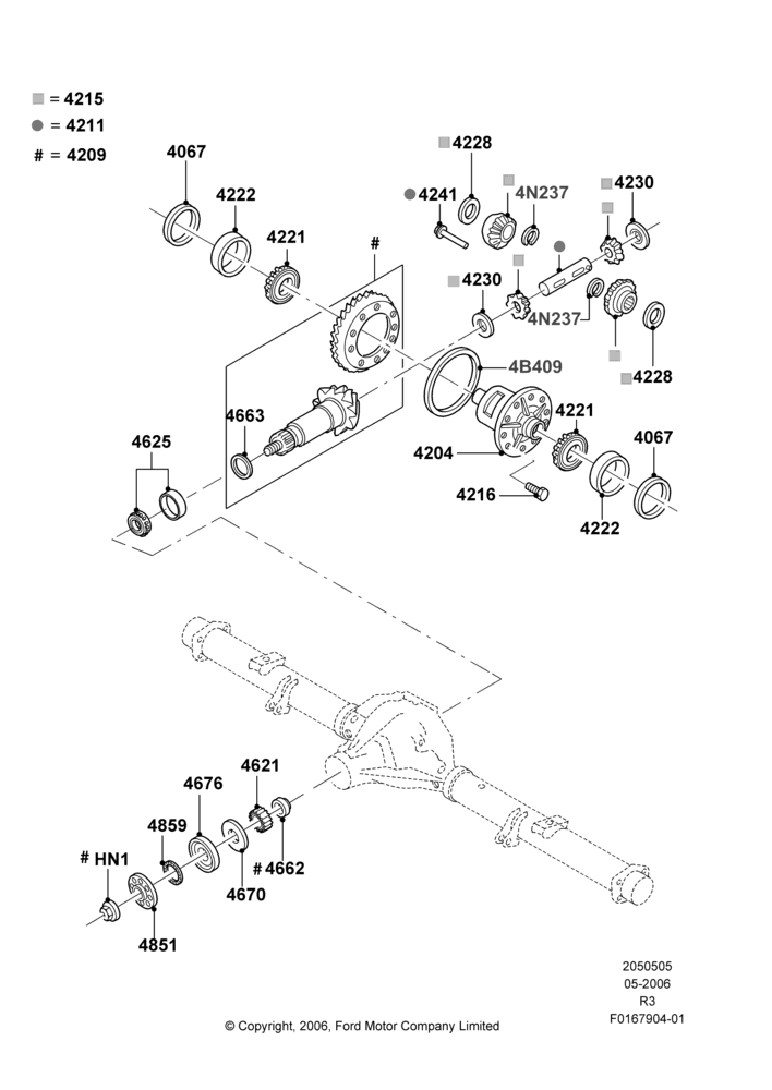 05E - Components - Rear Axle Diff & Carr., Rear Axle Less Limited Slip Diff, With 8.8 Axle; 01/MAY/2006-14/SEP/2009