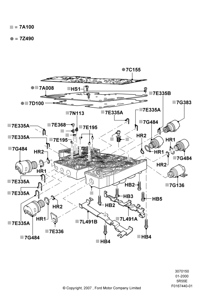 50B - Valve Body - Main Control & Servo's, 5R44E/5R55E - 5 Speed Auto Trans, Valve Body And Main Control; 31/JAN/2000-08/OCT/2001