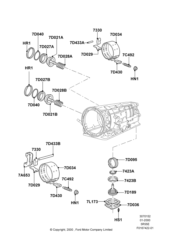 52B - Automatic Transmission Components, 5R44E/5R55E - 5 Speed Auto Trans; 31/JAN/2000-24/AUG/2000