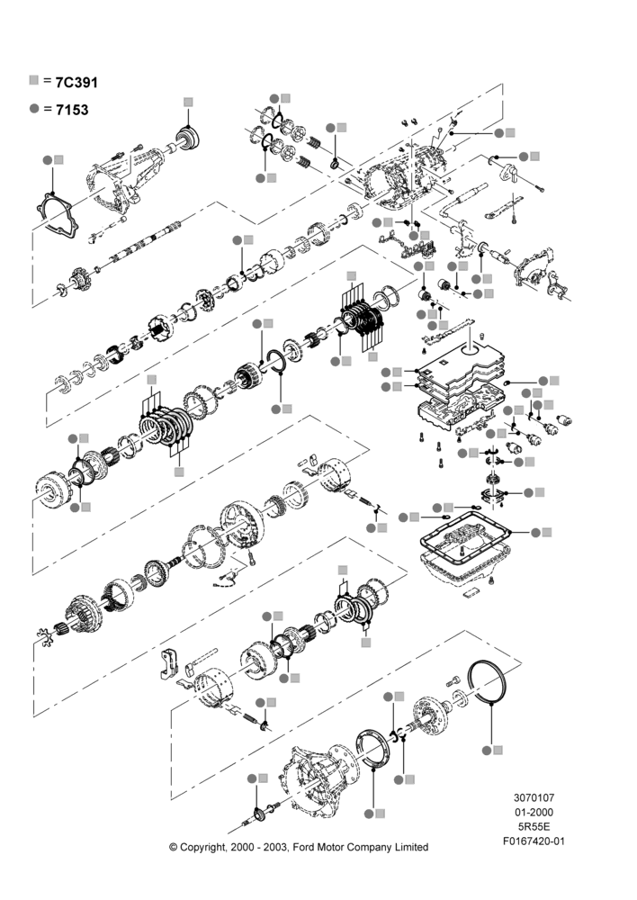 07B - Automatic Transmission Gasket Kits, 5R44E/5R55E - 5 Speed Auto Trans; 31/JAN/2000-09/MAY/2003