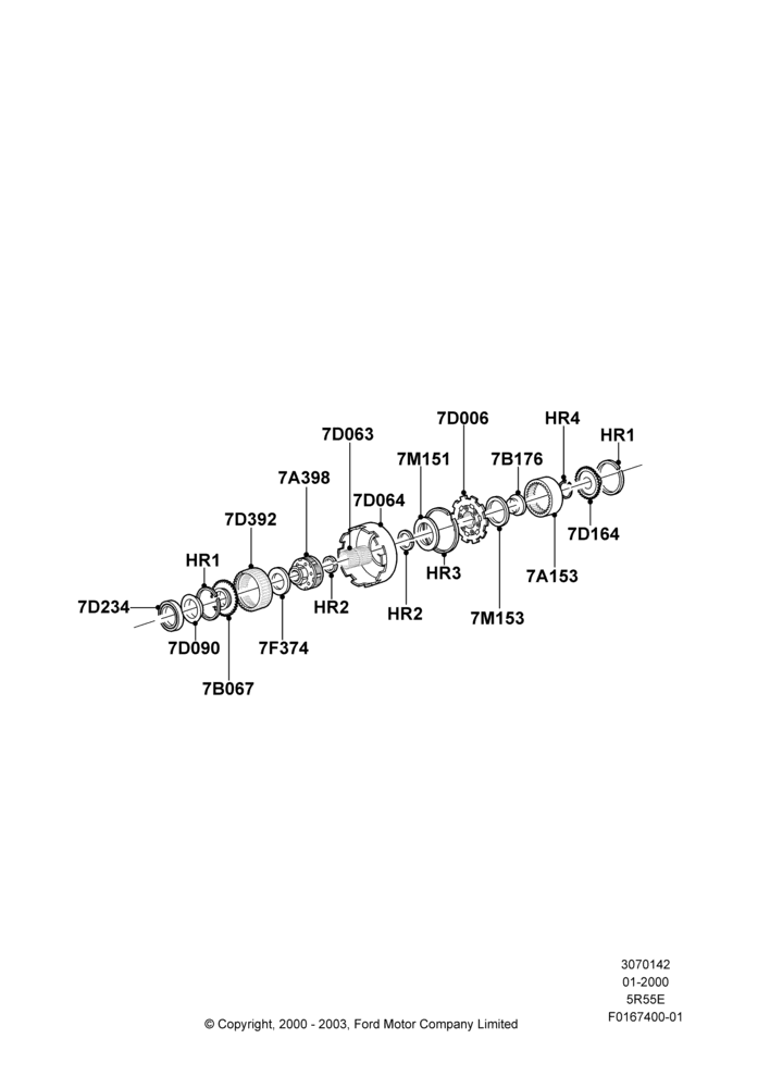 42B - Planetary Gear Sets, 5R44E/5R55E - 5 Speed Auto Trans; 31/JAN/2000-09/MAY/2003