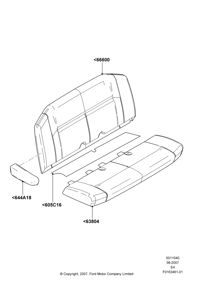 40I - Rear Seat Covers, With 3rd Row Bench Seat; 06/AUG/2007