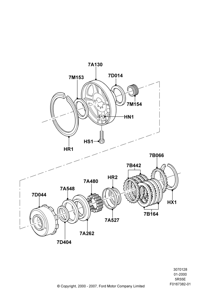 28B - Direct Clutch and Components, 5R44E/5R55E - 5 Speed Auto Trans; 31/JAN/2000-09/MAY/2003