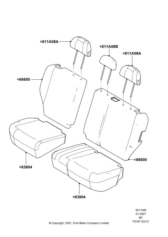 40C - Rear Seat Covers, Ford Series; 08/JAN/2007-23/JUN/2008