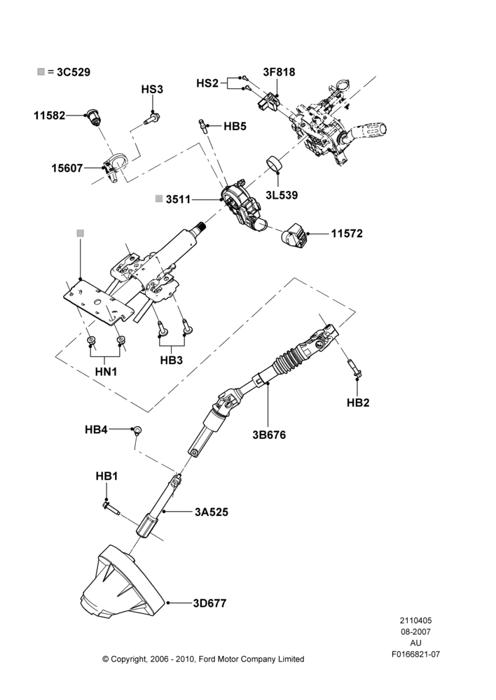 05B - Steering Column; 27/AUG/2007-07/DEC/2010