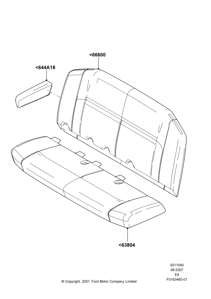 40H - Rear Seat Covers, With 2nd Row Bench Seat - 3 Passngr; 06/AUG/2007