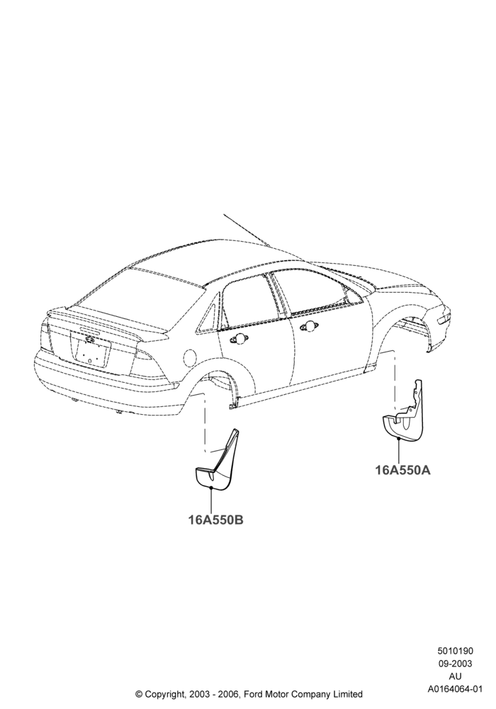 90B - Mudflaps, 4 Door Sedan, Accessory; 04/SEP/2003-05/APR/2004