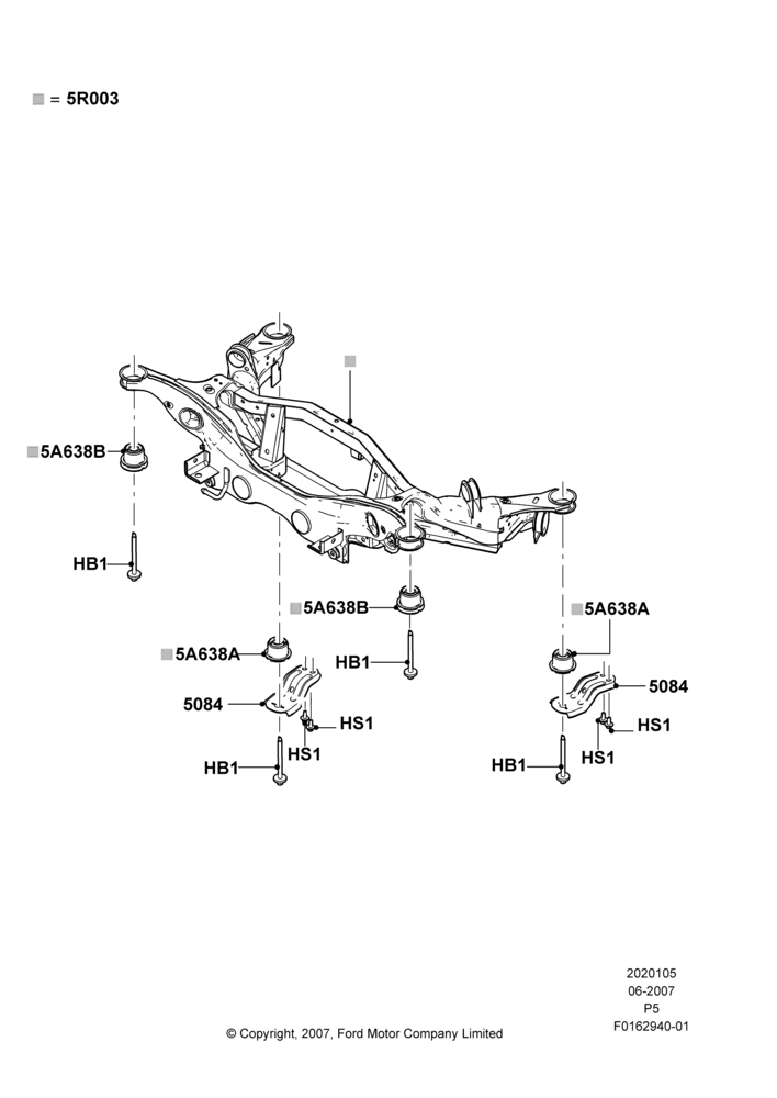 05A - Rear Suspension Frame Mounting, LHD 4WD (Part Time Drive); 18/JUN/2007-15/JUN/2009