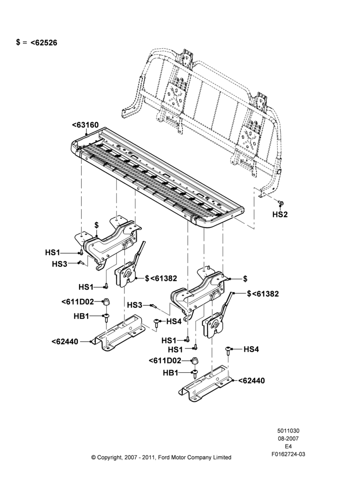 30N - Rear Seat Base, With 5th Row Bench Seat; 06/AUG/2007