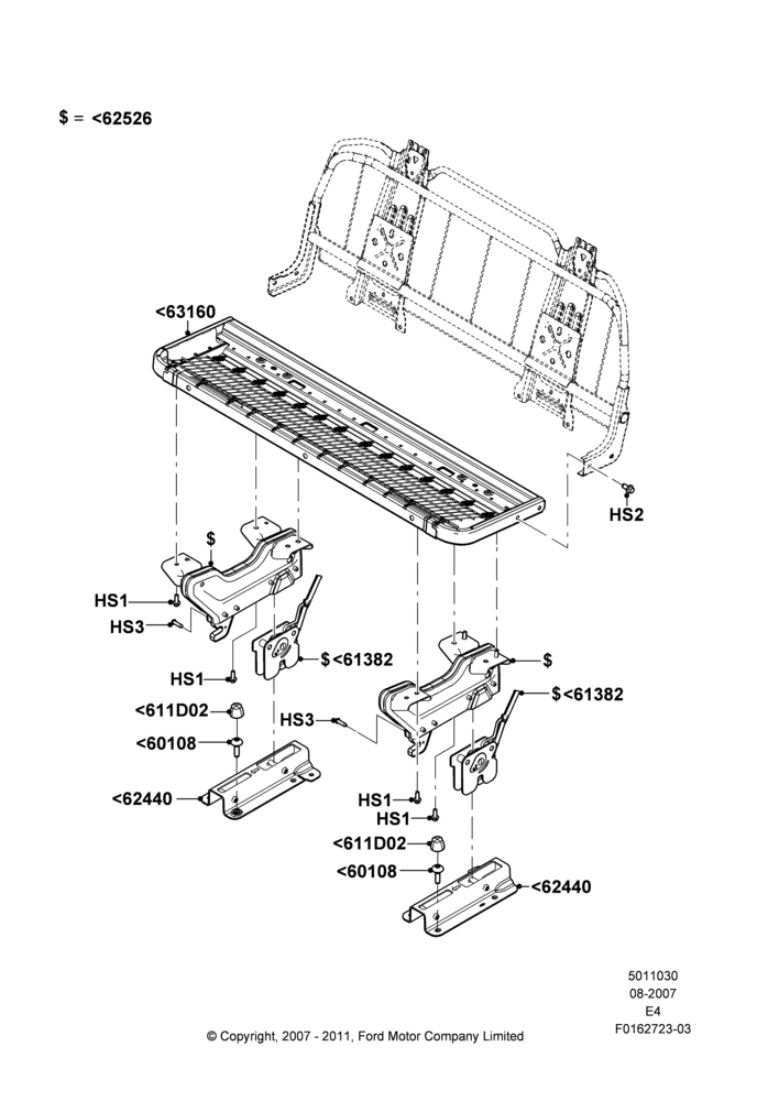 30L - Rear Seat Base, With 4th Row Bench Seat (4 Pass.); 06/AUG/2007