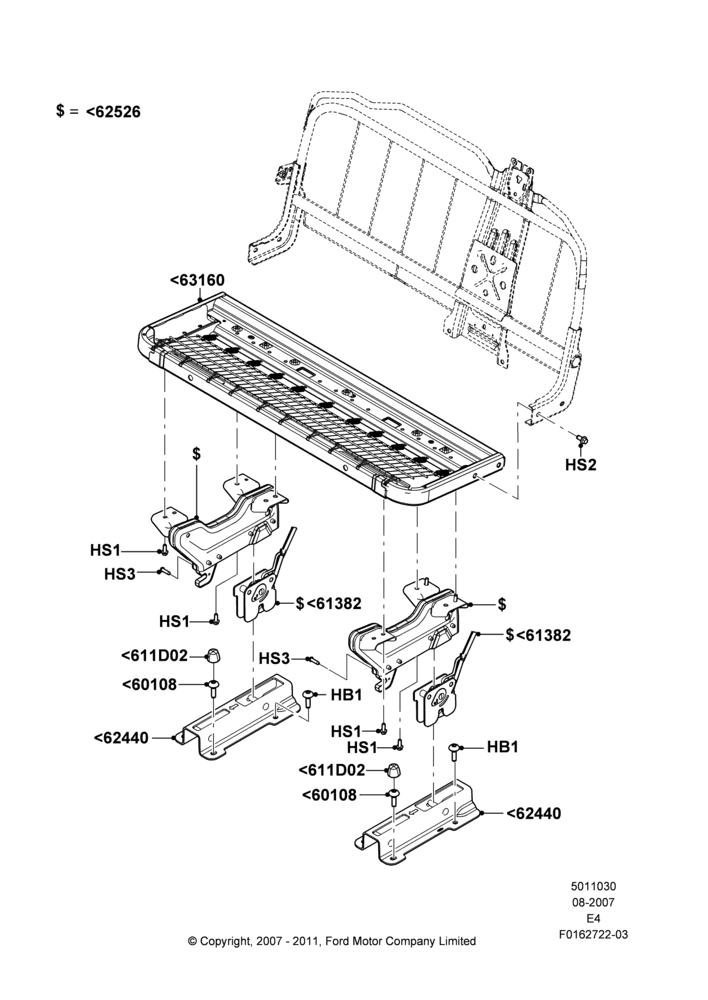 30J - Rear Seat Base, With 4th Row Bench Seat (3 Pass.); 06/AUG/2007