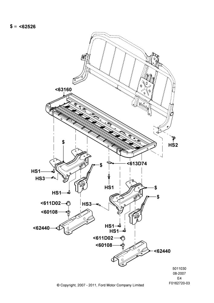 30F - Rear Seat Base, With 2nd Row Bench Seat - 3 Passngr; 06/AUG/2007
