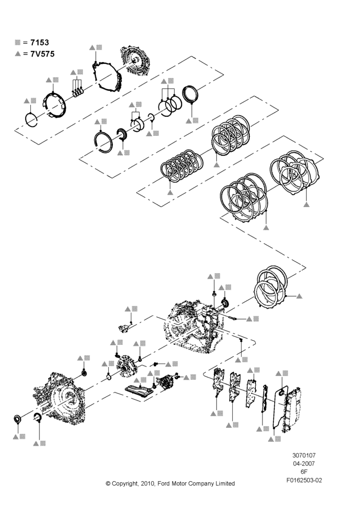 07A - Automatic Transmission Gasket Kits, 6 Speed Auto Transmission 6F50; 30/APR/2007-15/JUN/2009
