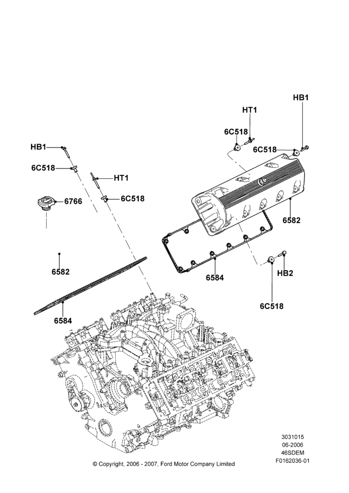 15C - Cylinder Head Cover, Romeo 4.6 SOHC EFI; 19/JUN/2006-26/SEP/2011