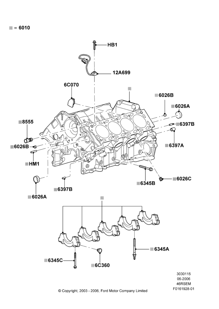 10C - Cylinder Block and Plugs, Romeo 4.6 SOHC EFI; 19/JUN/2006-26/SEP/2011