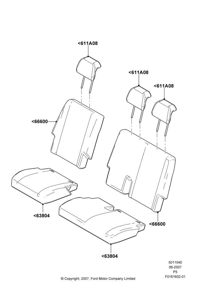 40A - Rear Seat Covers, Sec Row 60/40 (3 P)-Easy Entry; 18/JUN/2007-15/JUN/2009