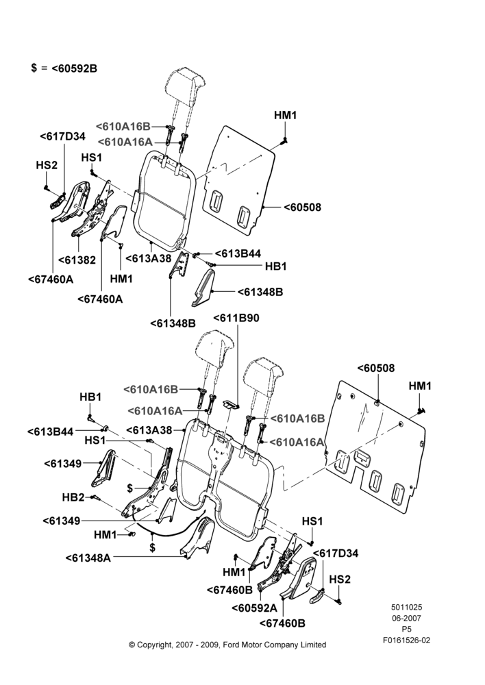 25A - Rear Seat Back, Sec Row 60/40 (3 P)-Easy Entry; 18/JUN/2007-15/JUN/2009