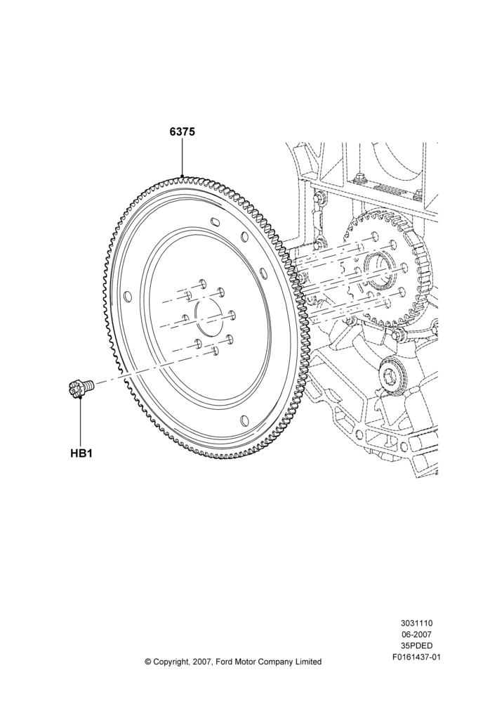 10B - Flywheel, 3.5L 4V DOHC VCT SMPI V6 Gas; 18/JUN/2007-15/JUN/2009