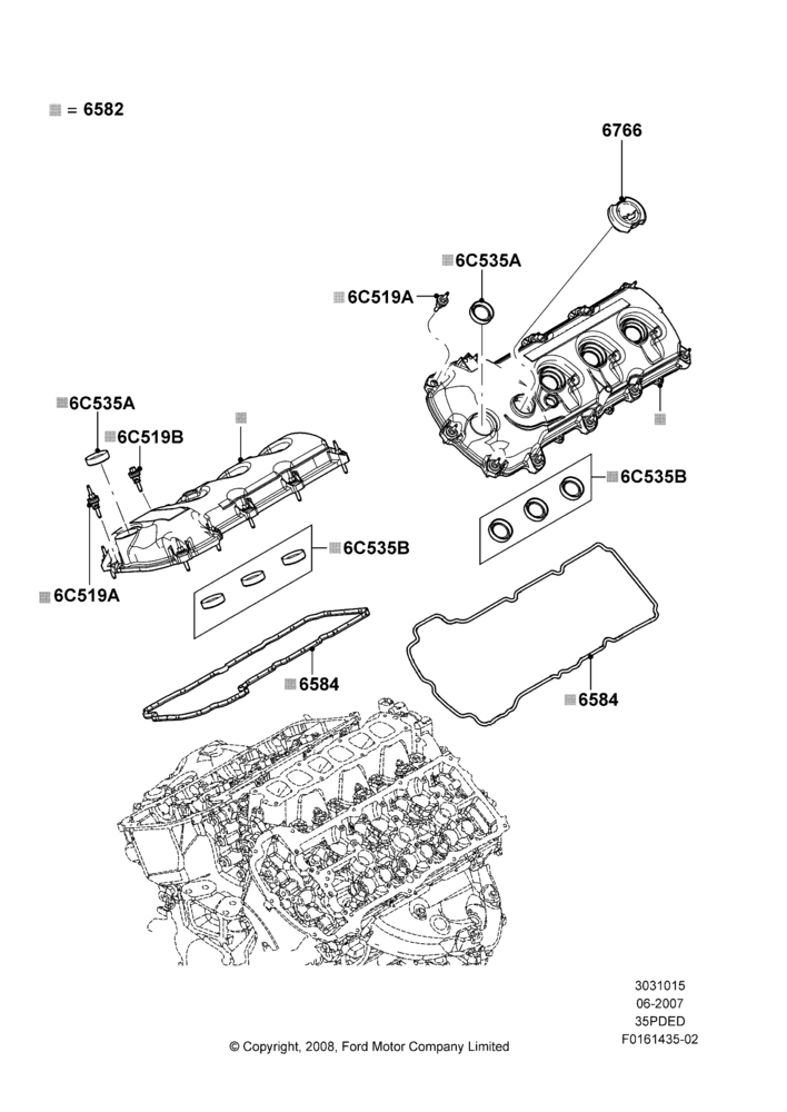 15B - Cylinder Head Cover, 3.5L 4V DOHC VCT SMPI V6 Gas; 18/JUN/2007-15/JUN/2009