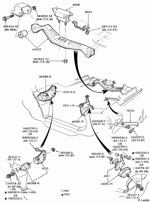 4 CYL. 2.3L (140 C.I.D.) - OHC-F (Mustang) & J (Capri) - exc. E.F.I.