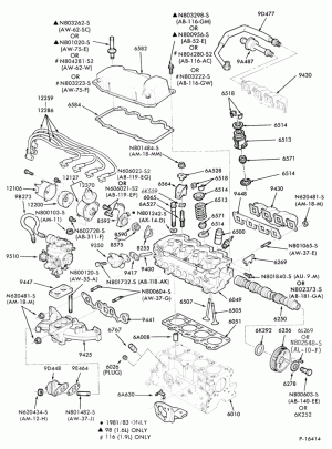 4 CYL. 1.9L (116 C.I.D.)-Cylinder block- external - exc. E.F.I.
