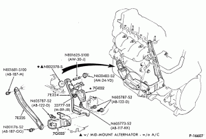 ATX TYPE - EXTERNAL PARTS-EXTERNAL PARTS - steering column - transmission to engine brace-B,MB,C,W,MW