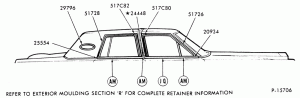 DOOR BELT, ROOF DRIP AND QUARTERL WINDOW MOULDINGS - BODY TYPE 54